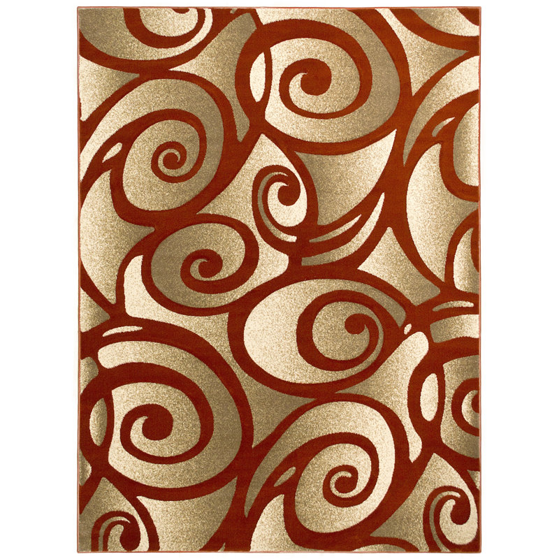 Brady Home Abstract Rust/Cream Area Rug Wayfair